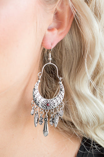 Nature Escape- Red and Silver Earrings- Paparazzi Accessories