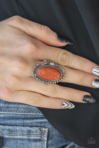 Open Range- Orange and Silver Ring- Paparazzi Accessories
