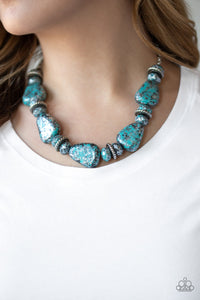 Prehistoric Fashionista- Blue and Silver Necklace- Paparazzi Accessories