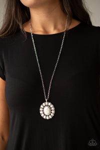 Rancho Roamer- White and Silver Necklace- Paparazzi Accessories