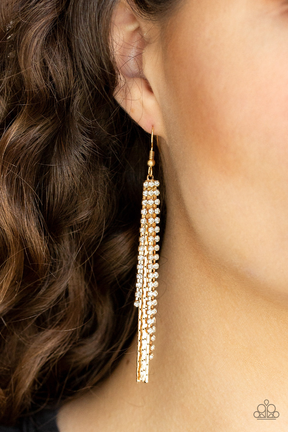 Red Carpet Bombshell- White and Gold Earrings- Paparazzi Accessories