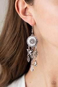 Springtime Essence- White and Silver Earrings- Paparazzi Accessories