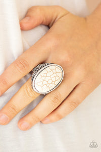 Stonehenge Garden- White and Silver Ring- Paparazzi Accessories