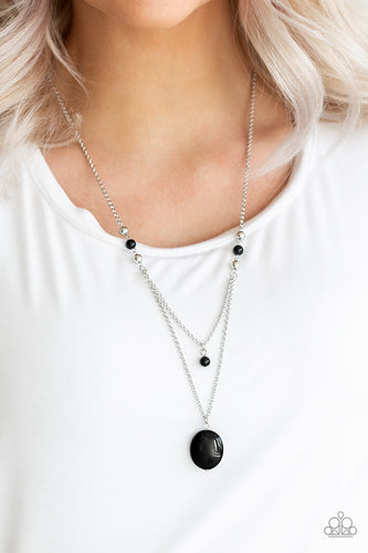 Time To Hit The ROAM- Black and Silver Necklace- Paparazzi Accessories