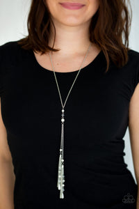 Timeless Tassels- White and Silver Necklace- Paparazzi Accessories