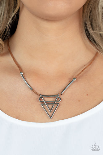 Tulum Totem- Brown and Silver Necklace- Paparazzi Accessories