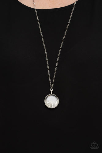 Twinkly Treasury- White and Silver Necklace- Paparazzi Accessories