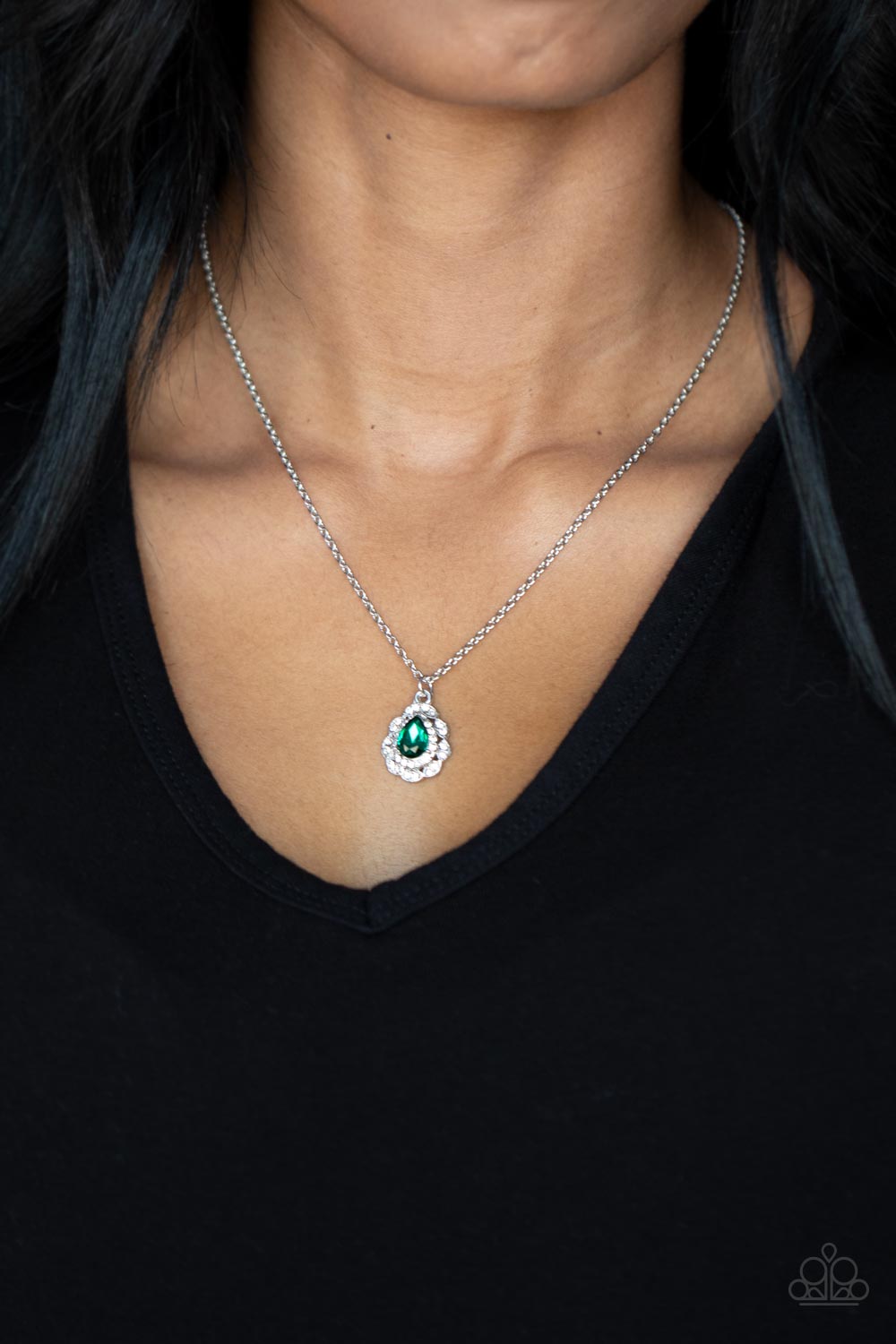 Paparazzi green deals and silver necklace