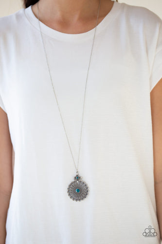 Walk On The WILDFLOWER Side- Blue and Silver Necklace- Paparazzi Accessories