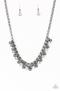 Wall Street Winner- White and Gunmetal Necklace- Paparazzi Accessories