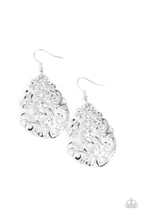 Winter Garden- White and Silver Earrings- Paparazzi Accessories