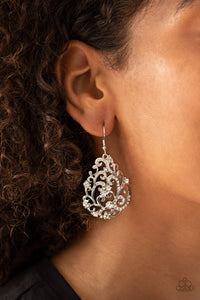 Winter Garden- White and Silver Earrings- Paparazzi Accessories