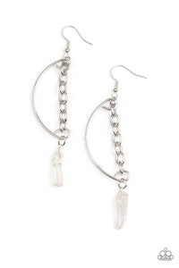 Yin To My Yang- White and Silver Earrings- Paparazzi Accessories