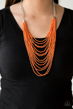 Load image into Gallery viewer, Bora Bombora- Orange and Silver Necklace- Paparazzi Accessories