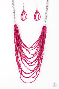 Bora Bombora- Pink and Silver Necklace- Paparazzi Accessories
