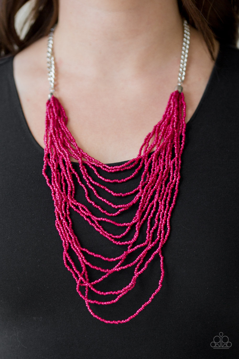 Bora Bombora- Pink and Silver Necklace- Paparazzi Accessories