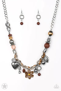 Charmed, I Am Sure- Brown and Silver Necklace- Paparazzi Accessories