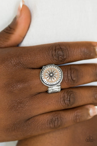 Free-Spirited Flower- Brown and Silver Ring- Paparazzi Accessories