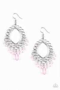 Just Say NOIR- Pink and Silver Earrings- Paparazzi Accessories