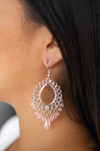 Just Say NOIR- Pink and Silver Earrings- Paparazzi Accessories