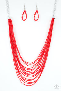 Peacefully Pacific- Red and Silver Necklace- Paparazzi Accessories