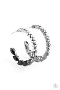 Prime Time Princess- Black and Silver Earrings- Paparazzi Accessories