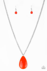 So Pop-YOU-lar- Orange and Silver Necklace- Paparazzi Accessories