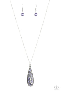 Teardrop Treasure- Purple and Silver Necklace- Paparazzi Accessories