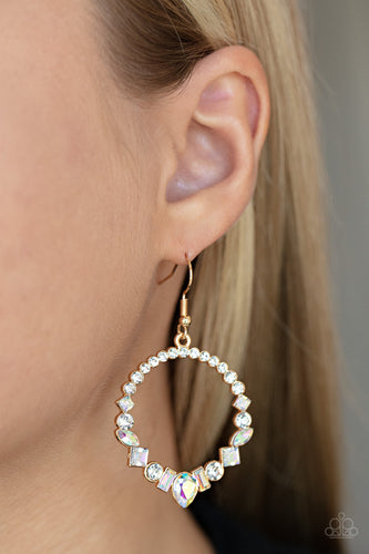 Revolutionary Refinement - White and Gold Earrings- Paparazzi Accessories