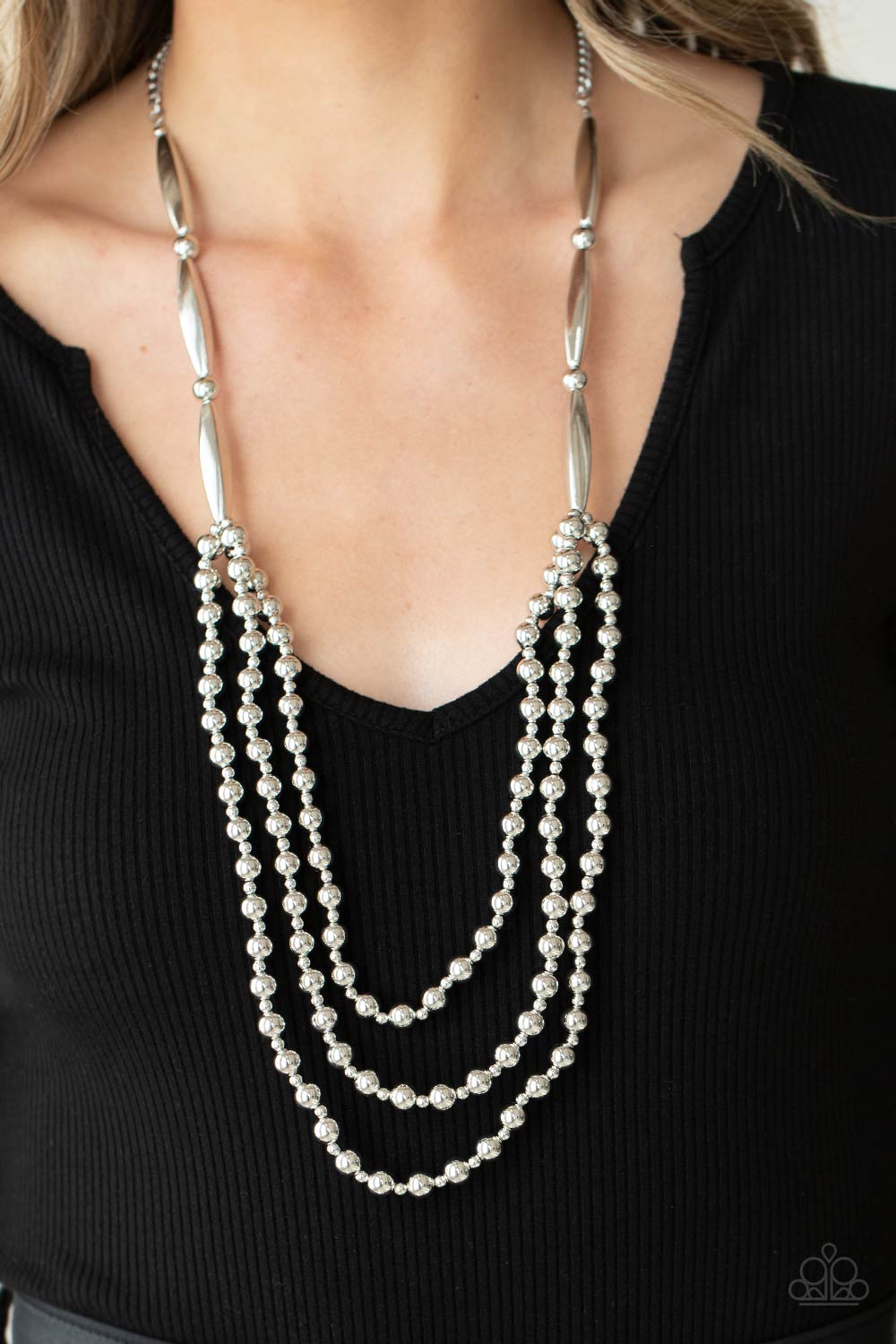 Beaded Beacon- Silver Necklace- Paparazzi Accessories