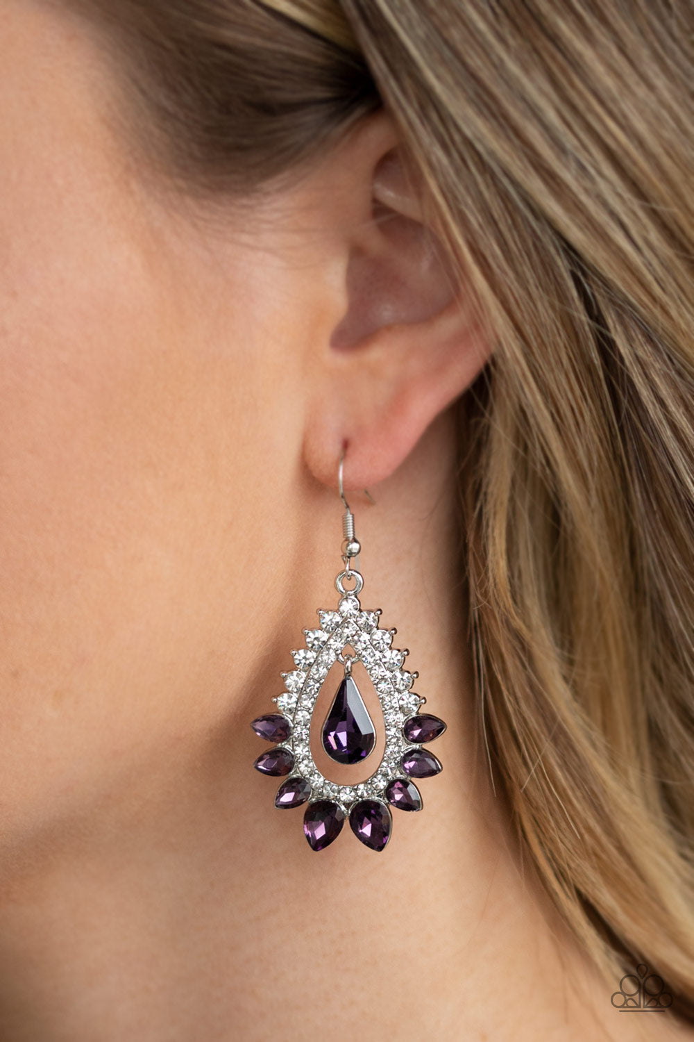 Boss Brilliance- Purple and Silver Earrings- Paparazzi Accessories