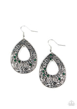 Load image into Gallery viewer, Botanical Butterfly- Green and Silver Earrings- Paparazzi Accessories