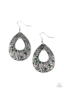 Botanical Butterfly- Green and Silver Earrings- Paparazzi Accessories