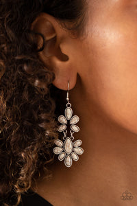 Cactus Cruise- White and Silver Earrings- Paparazzi Accessories