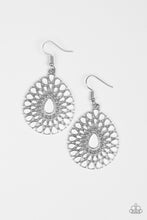 Load image into Gallery viewer, City Chateau- White and Silver Earrings- Paparazzi Accessories