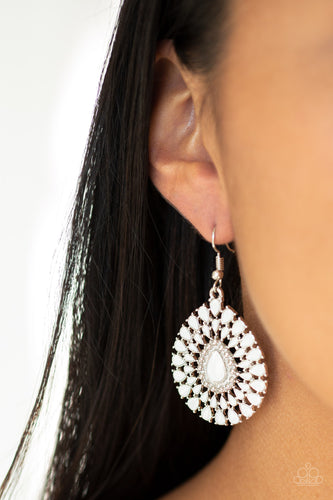 City Chateau- White and Silver Earrings- Paparazzi Accessories