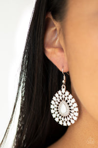 City Chateau- White and Silver Earrings- Paparazzi Accessories