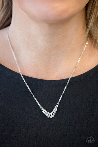 Classically Classic- White and Silver Necklace- Paparazzi Accessories