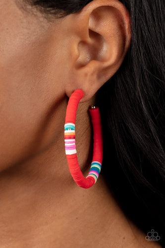 Colorfully Contagious- Red and Silver Earrings- Paparazzi Accessories