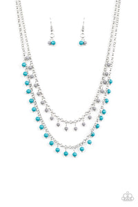 Dainty Distraction- Blue and Silver Necklace- Paparazzi Accessories