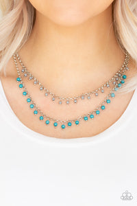 Dainty Distraction- Blue and Silver Necklace- Paparazzi Accessories