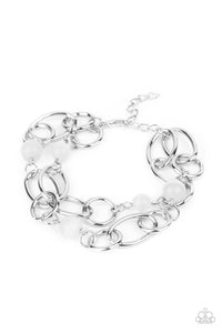 Delightfully Daydreamy- White and Silver Bracelet- Paparazzi Accessories