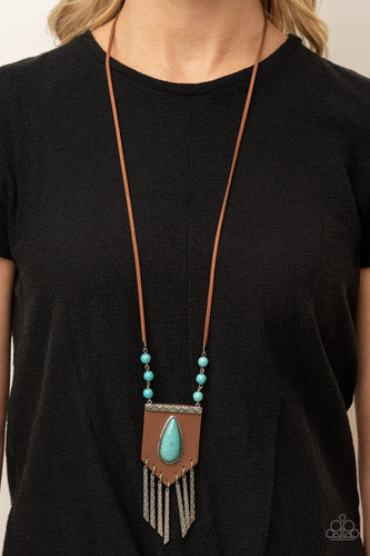 Enchantingly Tribal- Blue and Brown Necklace- Paparazzi Accessories