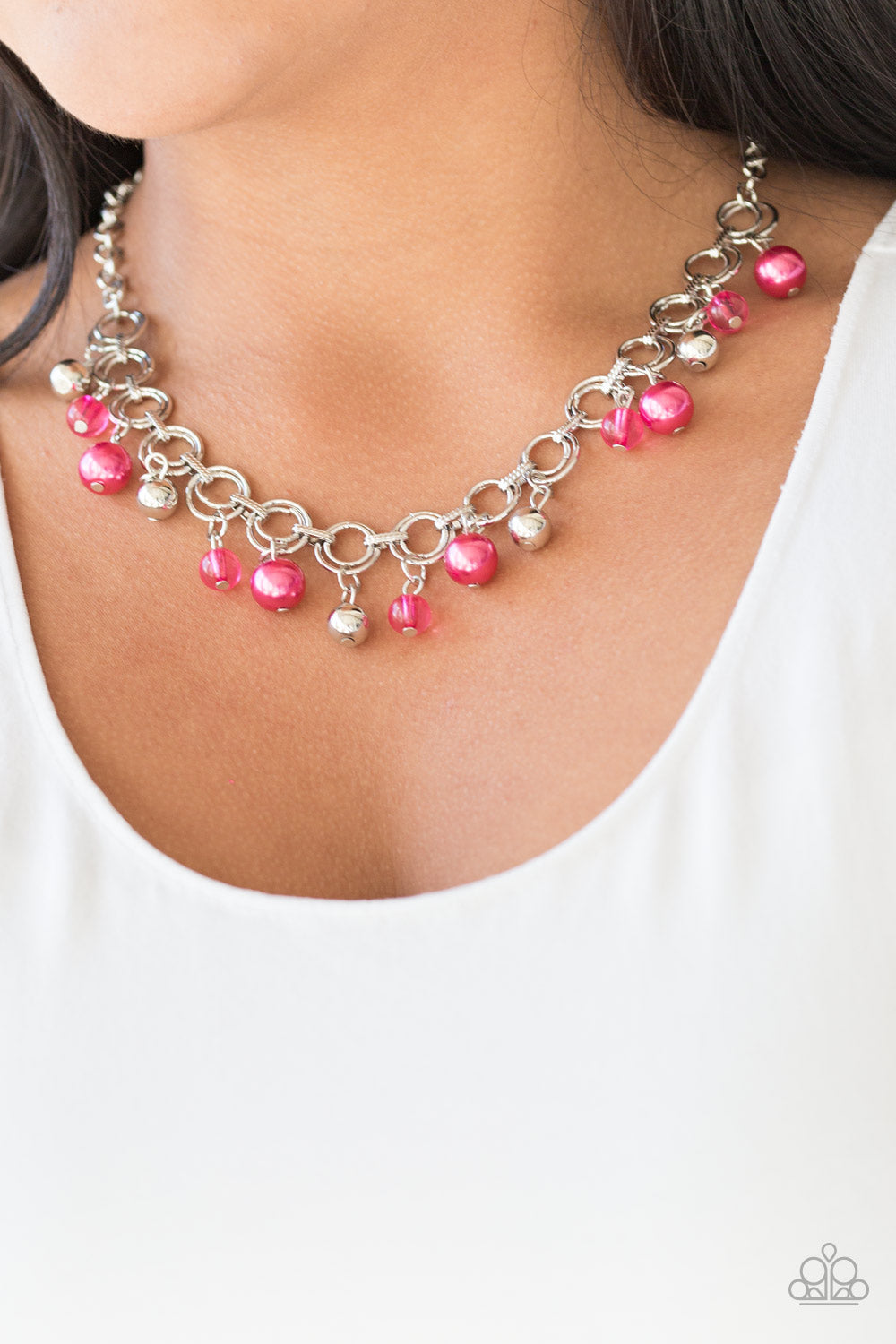 Fiercely Fancy- Pink and Silver Necklace- Paparazzi Accessories