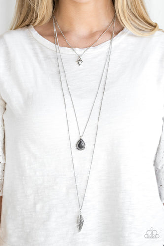 Fly The Coop- Black and Silver Necklace- Paparazzi Accessories