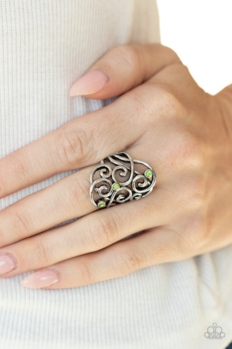 FRILL Out!- Green and Silver Ring- Paparazzi Accessories