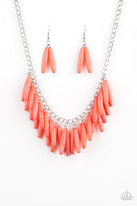 Full Of Flavor- Orange and Silver Necklace- Paparazzi Accessories