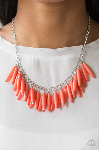 Full Of Flavor- Orange and Silver Necklace- Paparazzi Accessories
