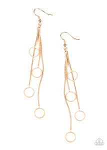 Full Swing Shimmer- Gold Earrings- Paparazzi Accessories