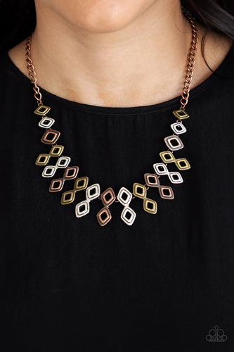 Geocentric- Multitoned Necklace- Paparazzi Accessories